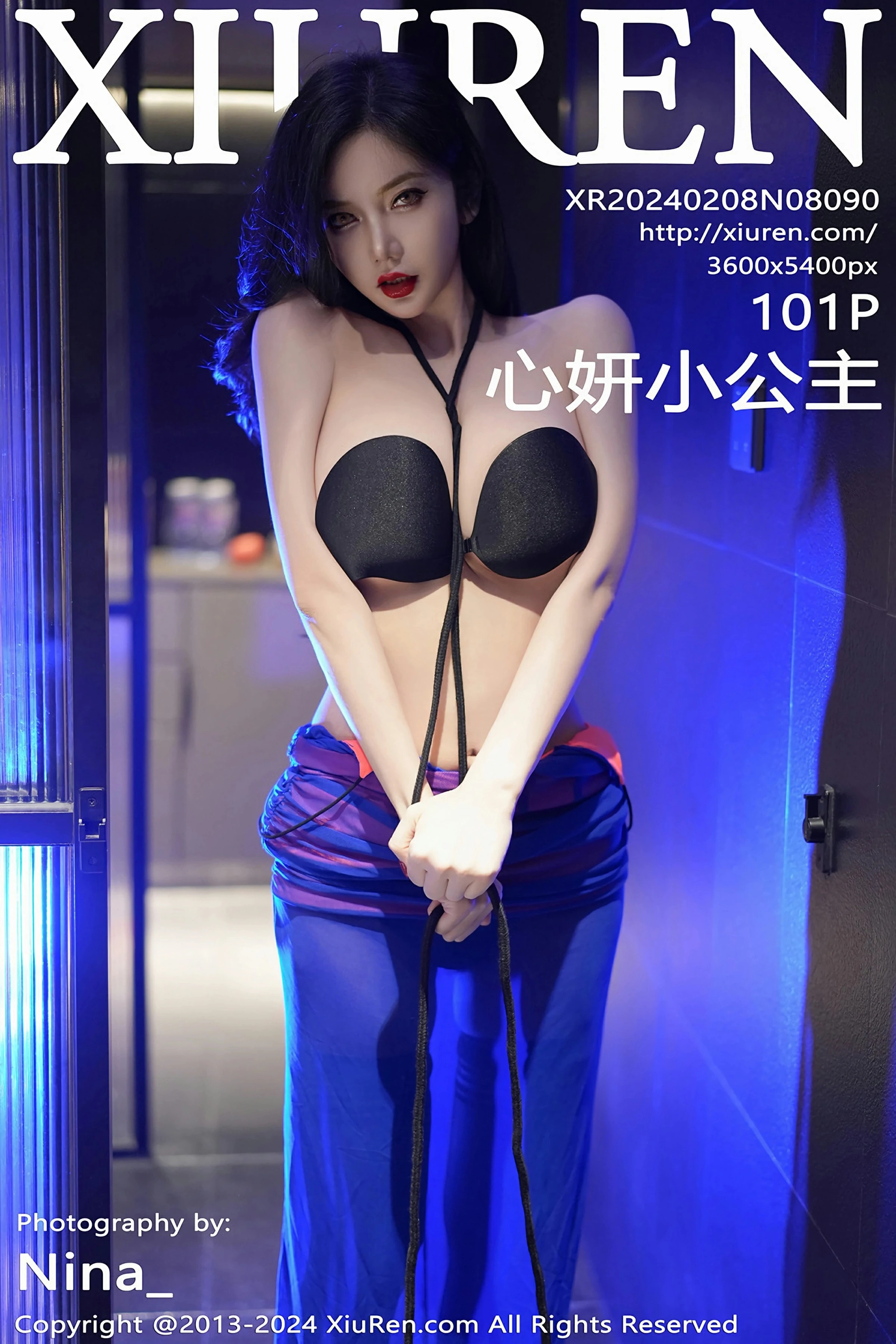[XiuRen秀人网] 2024.02.08 No.8090 心妍小公主 性感紫色露肩连衣长裙 私房写真