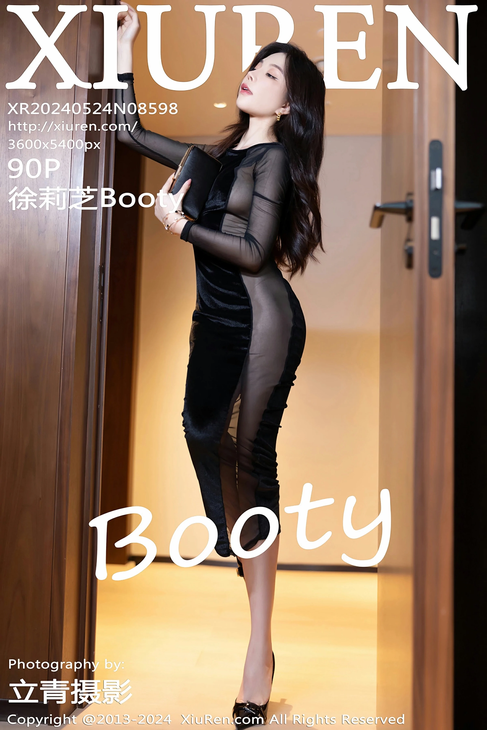 [XiuRen秀人网] 2024.05.24 No.8598 徐莉芝Booty 黑色连衣裙 淡蓝色丝袜 性感写真