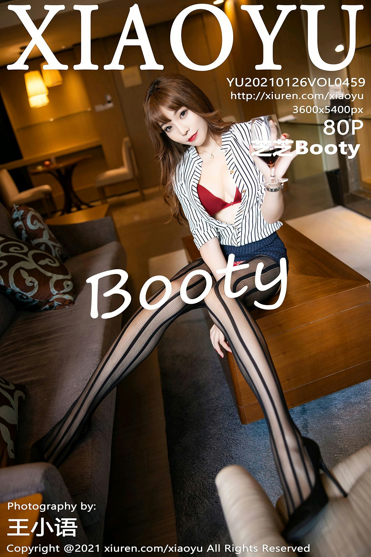[XIAOYU语画界] 2021.01.26 No.459 芝芝Booty 条纹内衣与衬衫性感写真